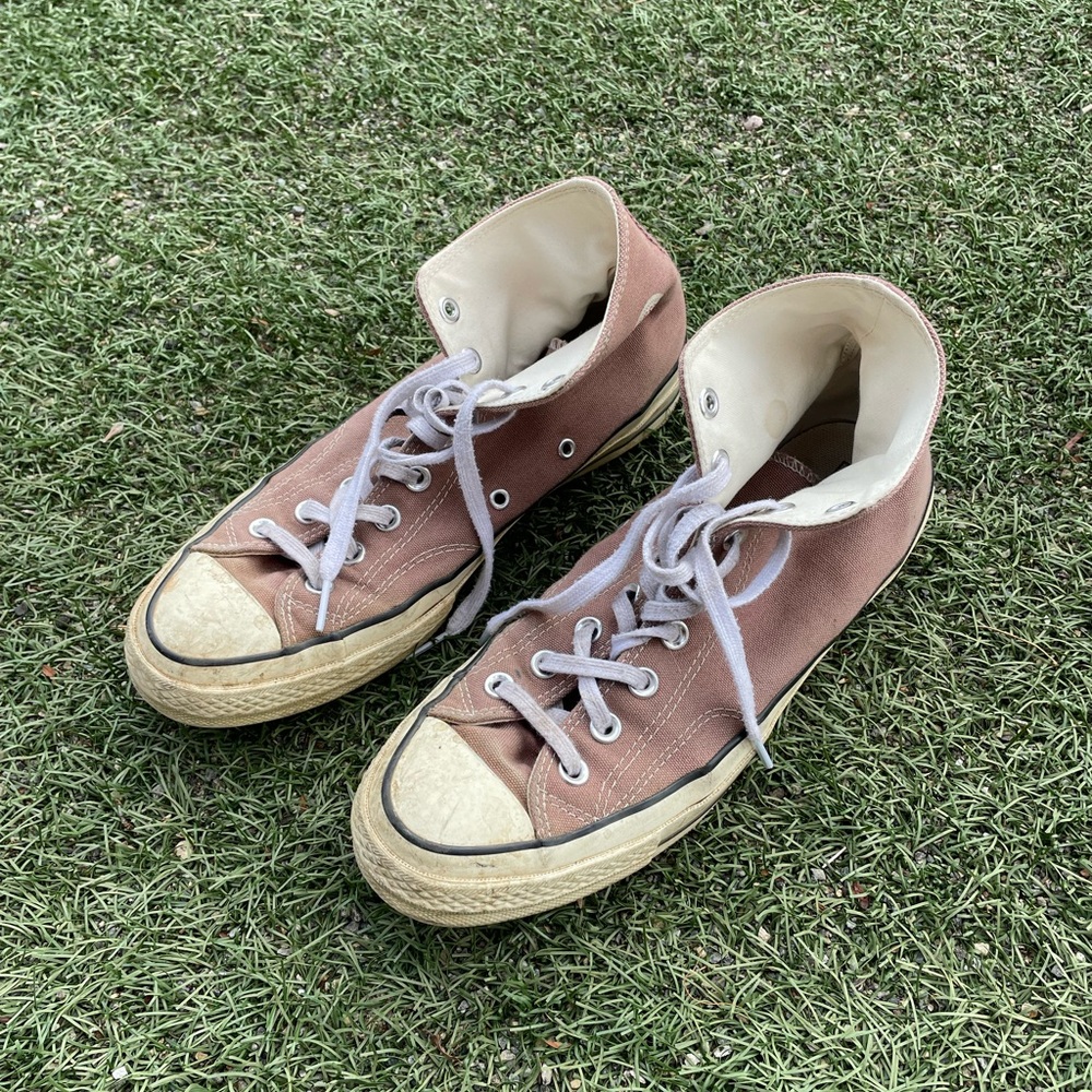 Converse Two-Tone High-Tops in White and Tan